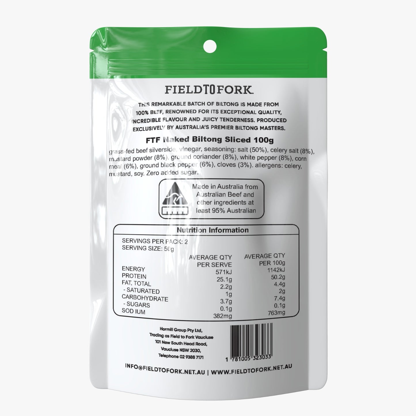 Naked Biltong Sliced (100grs)