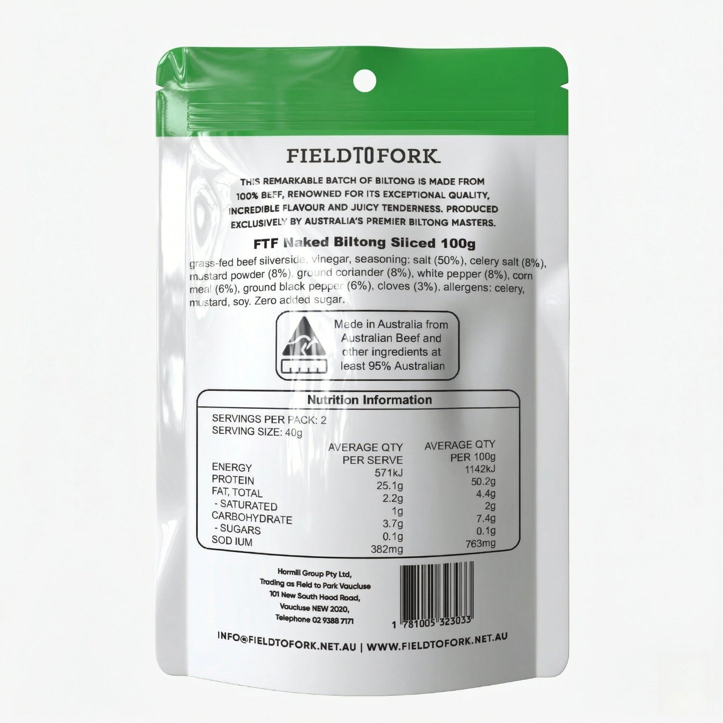 Naked Biltong Sliced (100grs)